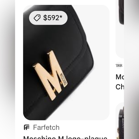 MOSCHINO black leather handbag with gold chain (handle) and gold buckle - Picture 14 of 15